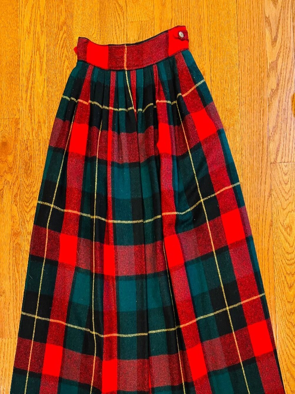 Vintage Polo Ralph Lauren Wool Maxi A-line Skirt Multi-Color Plaid 70s 80s - Picture 12 of 16